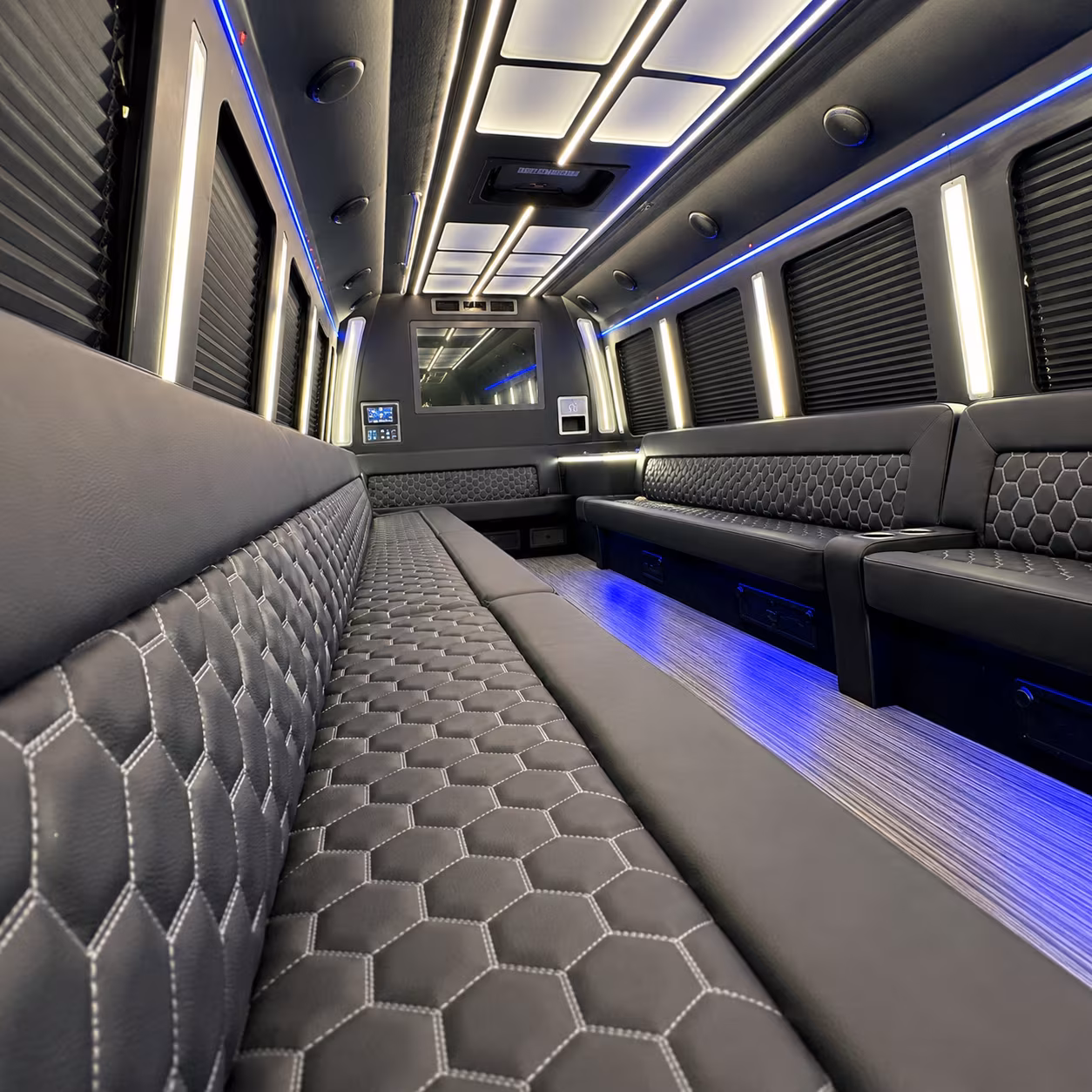 new bedford party bus rental interior